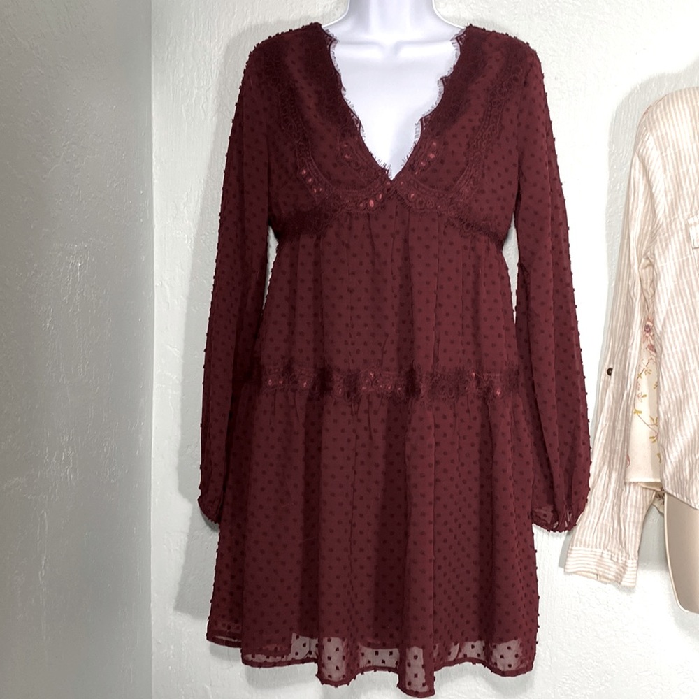 Elle Rae tunic dress size small burgundy wine color